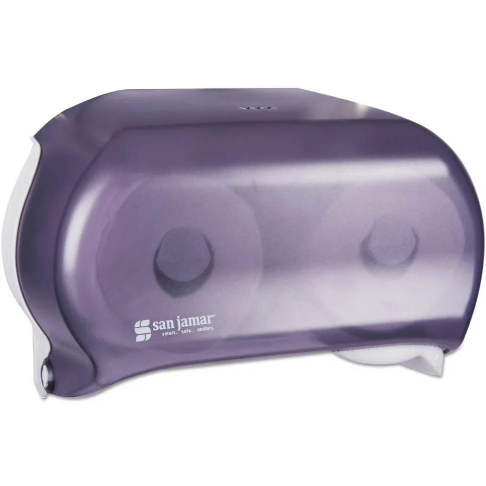 San Jamar Versatwin Standard Bath Tissue Dispenser, Classic, 8 x 5.75 x 12.75, Transparent Black Pearl