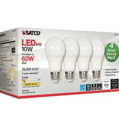 Satco 10W A19 LED 2700K Frosted Bulbs