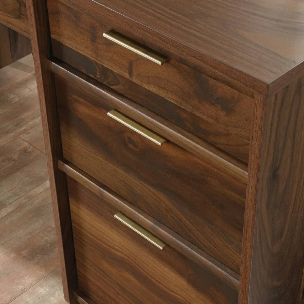 Sauder Clifford Place 59"W Mid-Century Executive Computer Desk, Grand Walnut