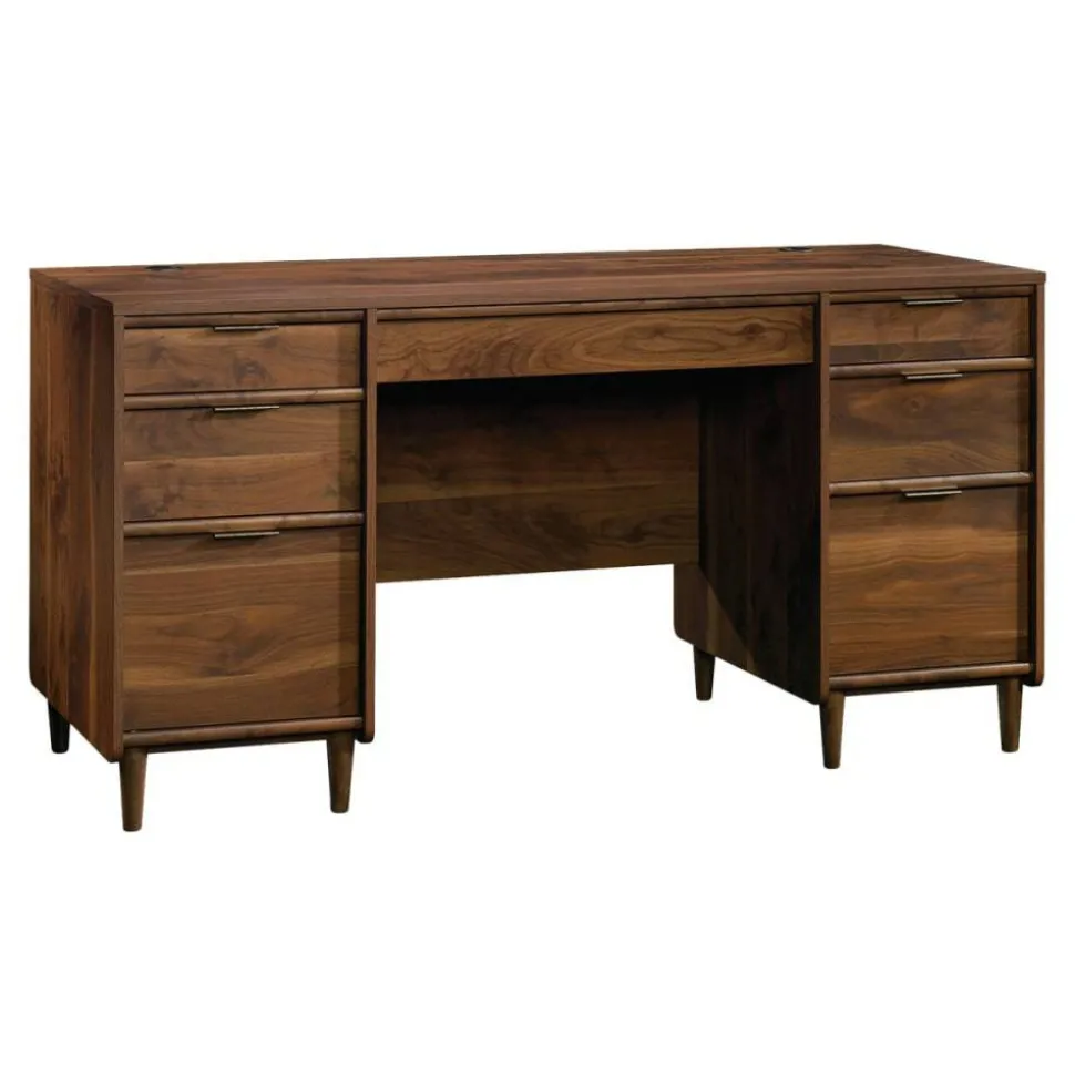 Sauder Clifford Place 59"W Mid-Century Executive Computer Desk, Grand Walnut