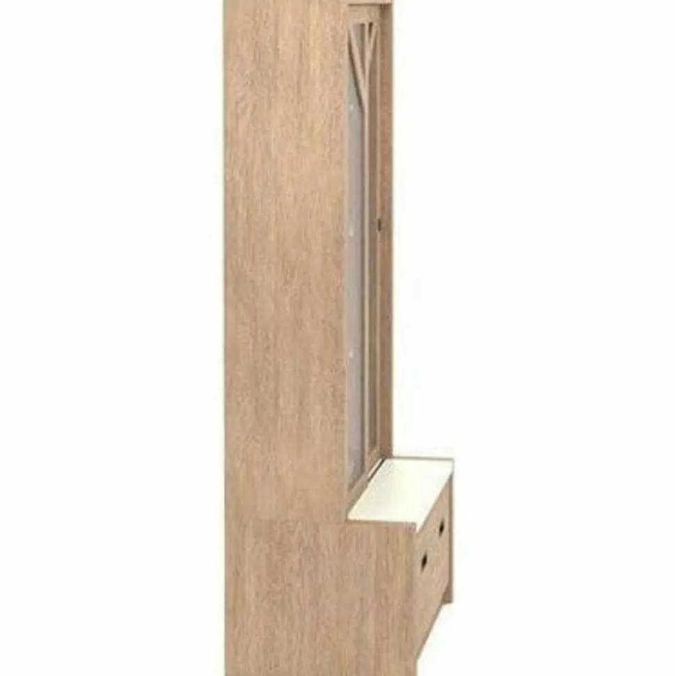 Sauder Dixon City Library 4-Shelf Bookcase With Sliding Doors And Filing Drawer, Brushed Oak/Pebble White