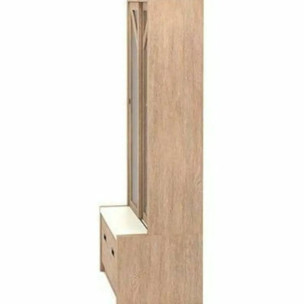 Sauder Dixon City Library 4-Shelf Bookcase With Sliding Doors And Filing Drawer, Brushed Oak/Pebble White
