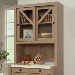 Sauder Dixon City 33"W Library Hutch, Brushed Oak