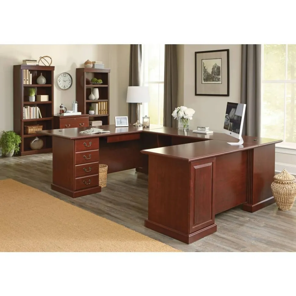 Sauder Heritage Hill 72"H Bookcase, Open 5-Shelf, Classic Cherry