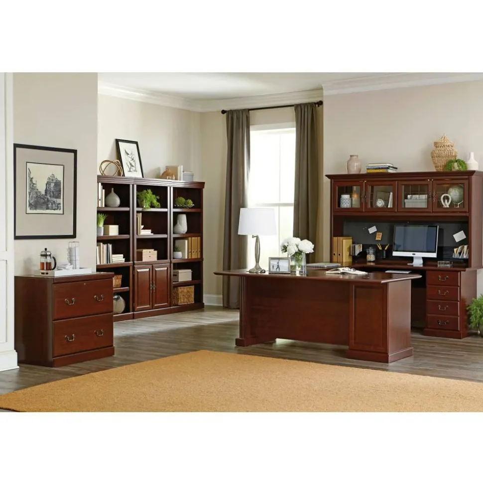 Sauder Heritage Hill 71 1/4"H 3-Shelf Traditional Bookcase, Cherry/Dark Finish
