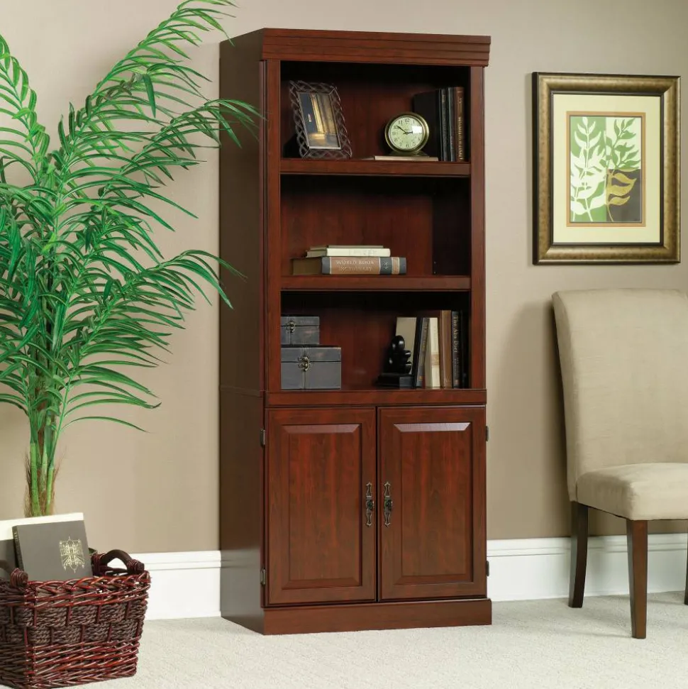 Sauder Heritage Hill 71 1/4"H 3-Shelf Traditional Bookcase, Cherry/Dark Finish