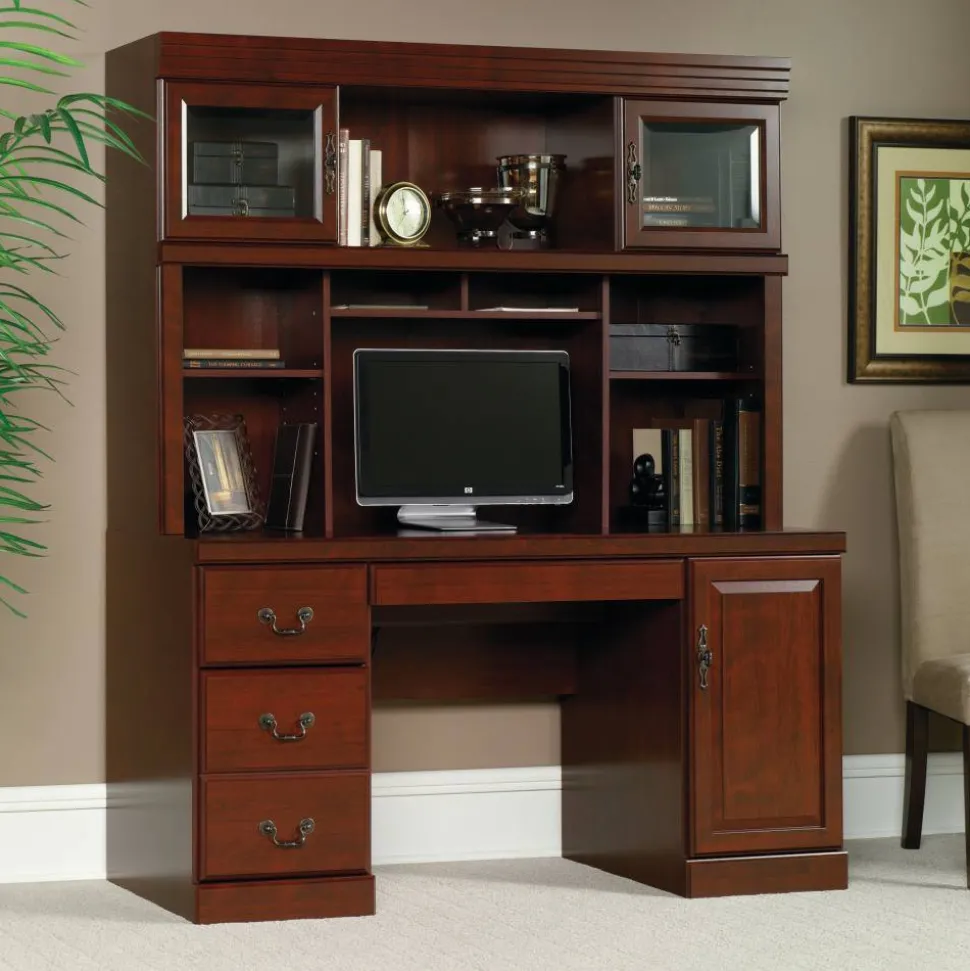 Sauder Heritage Hill 60"W Desk Computer Credenza, Classic Cherry