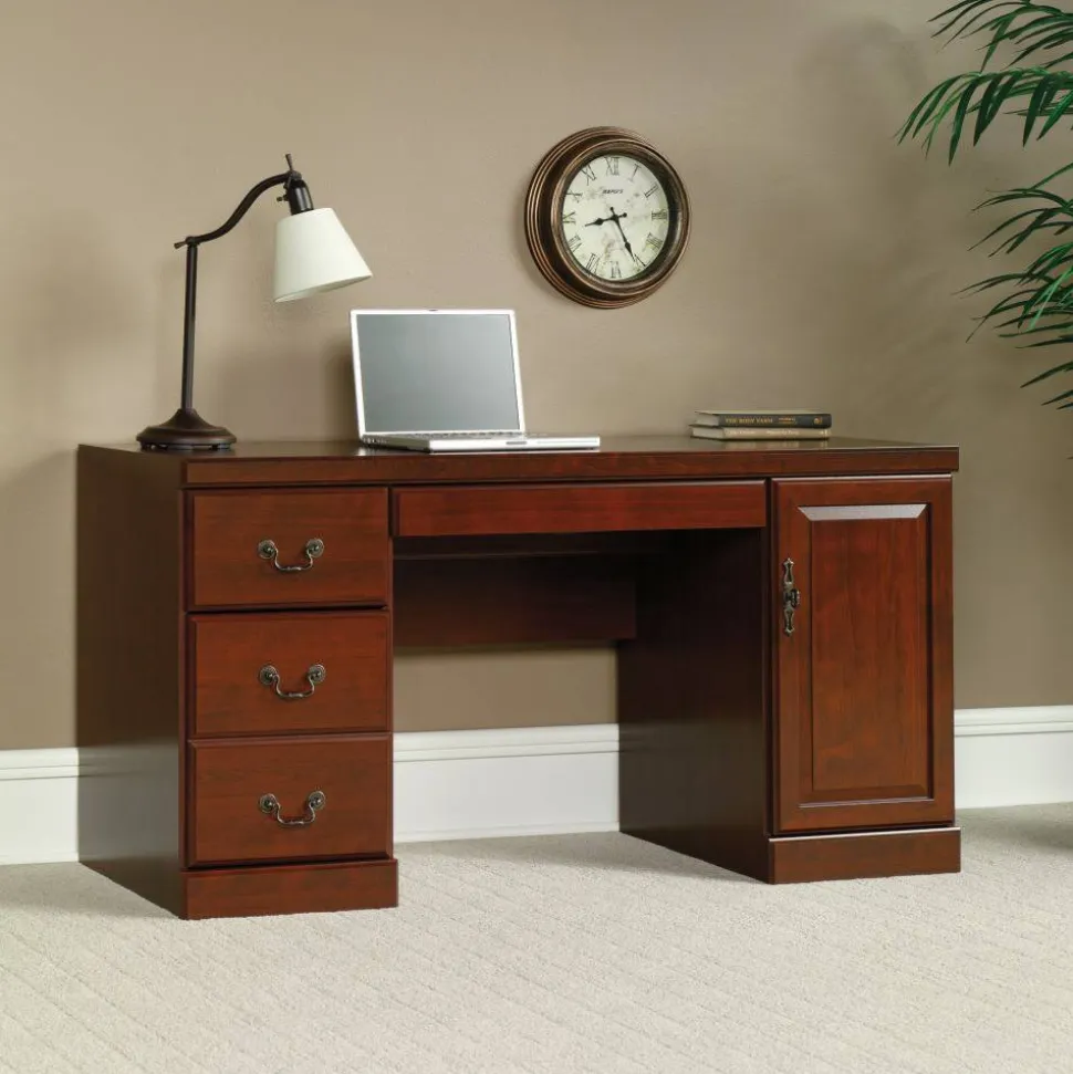 Sauder Heritage Hill 60"W Desk Computer Credenza, Classic Cherry