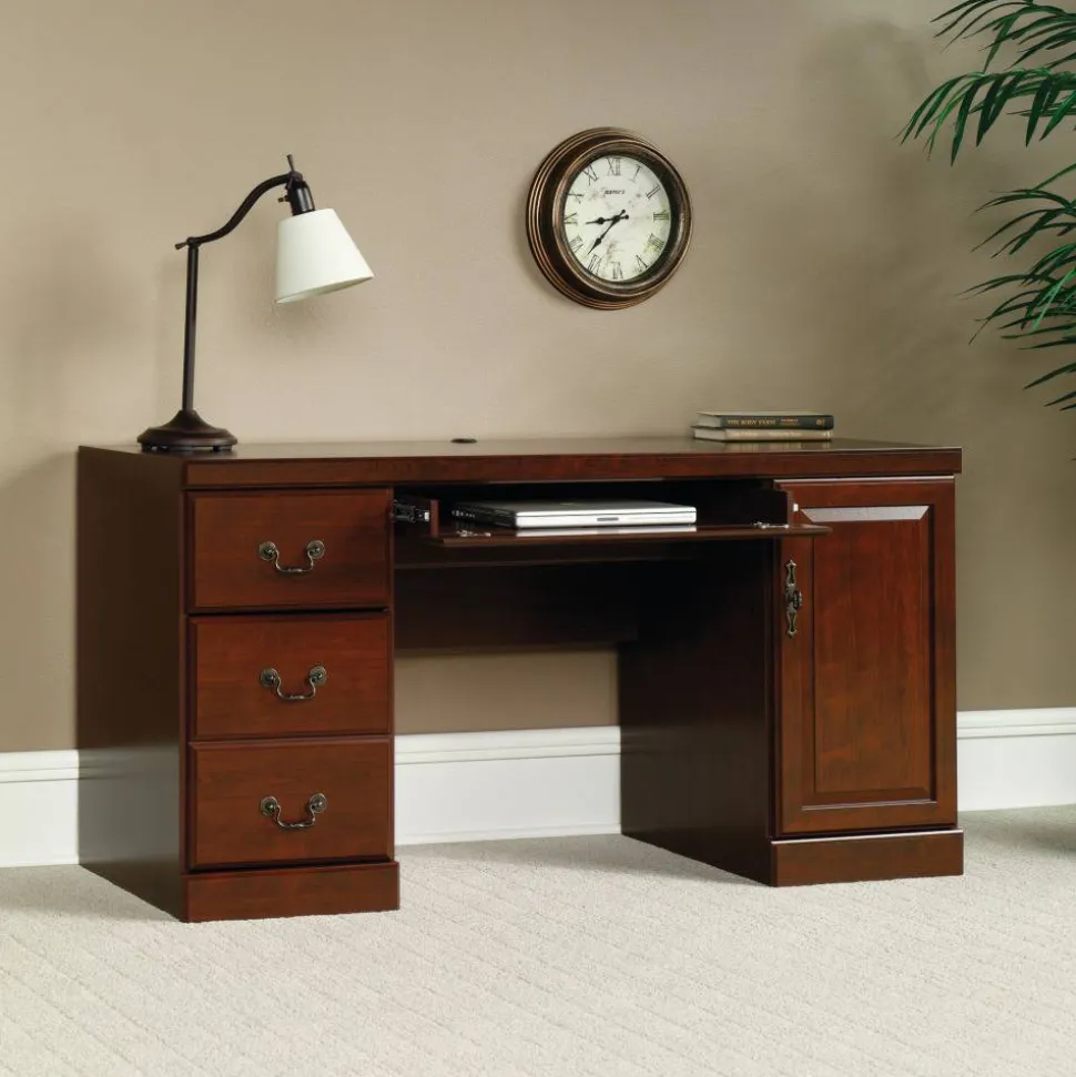 Sauder Heritage Hill 60"W Desk Computer Credenza, Classic Cherry