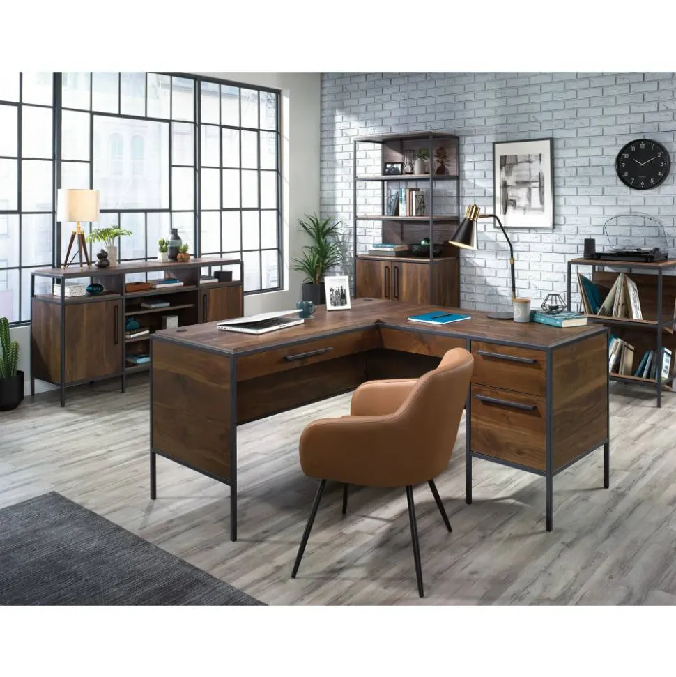 Sauder Nova Loft 59"W L-Shape Corner Desk, Grand Walnut