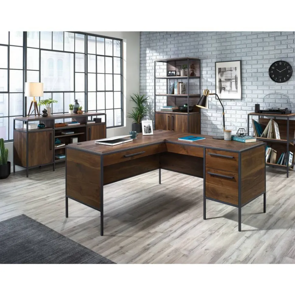 Sauder Nova Loft 59"W L-Shape Corner Desk, Grand Walnut