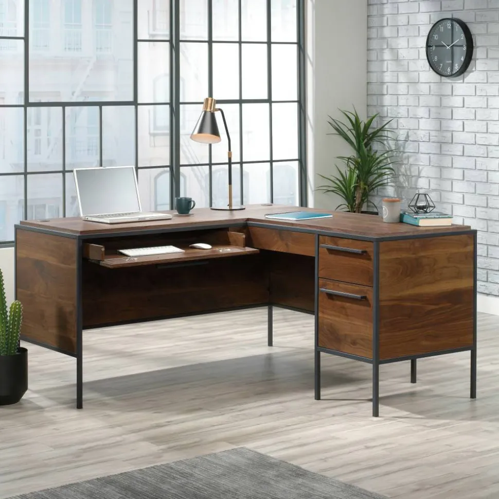 Sauder Nova Loft 59"W L-Shape Corner Desk, Grand Walnut