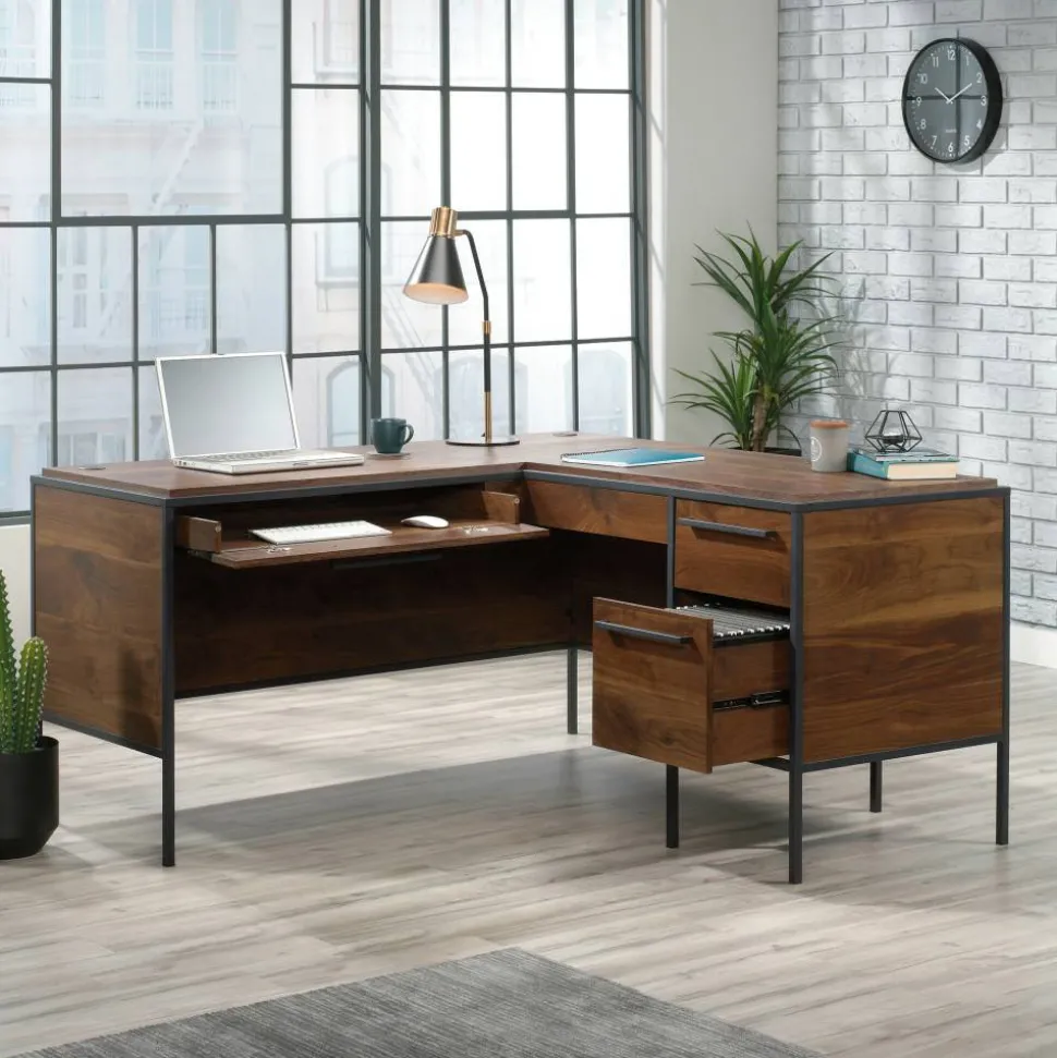 Sauder Nova Loft 59"W L-Shape Corner Desk, Grand Walnut