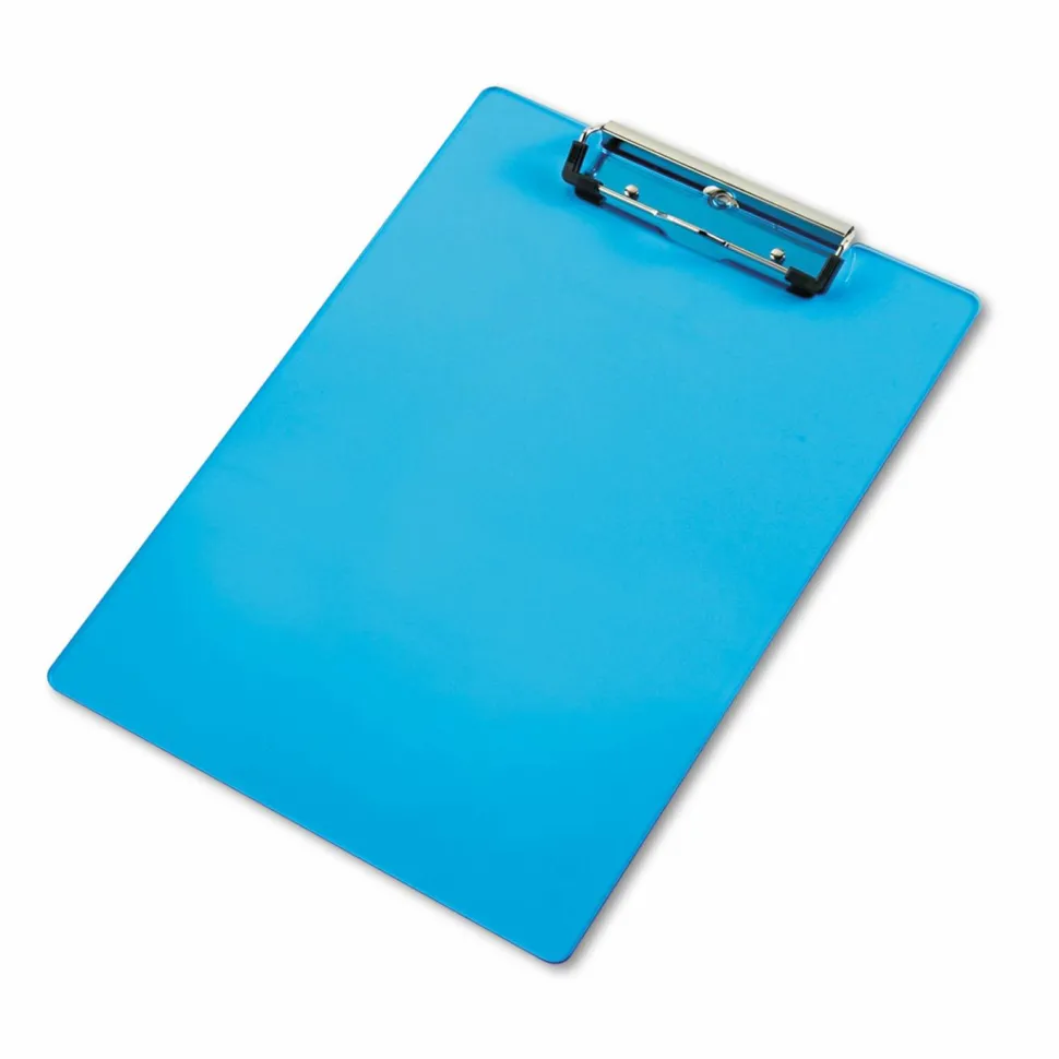 Saunders Acrylic Clipboard, 0.5" Clip Capacity, Holds 8.5 x 11 Sheets, Transparent Blue