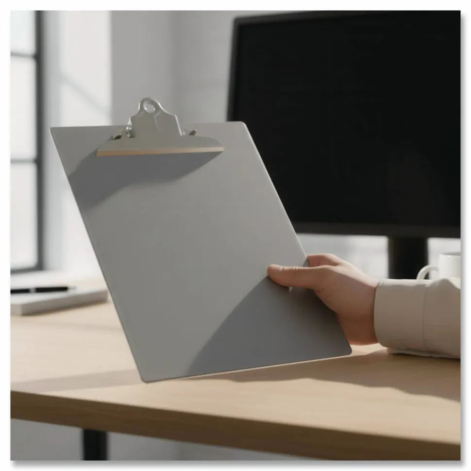 Saunders Aluminum Round Corner Clipboards - 1" Clip Capacity - 8 1/2" x 12" - Clamp - Aluminum - Silver - 1 Each