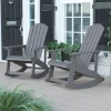 Savannah Commercial Grade All-Weather Poly Resin Wood Adirondack Rocking Chair with Rust Resistant Stainless Steel Hardware in Gray - Set of 2