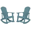 Savannah Commercial Grade All-Weather Poly Resin Wood Adirondack Rocking Chair with Rust Resistant Stainless Steel Hardware in Sea Foam - Set of 2