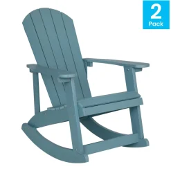 Savannah Commercial Grade All-Weather Poly Resin Wood Adirondack Rocking Chair with Rust Resistant Stainless Steel Hardware in Sea Foam - Set of 2