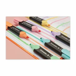 Schneider Job Pastel Highlighters, Chisel Tip (1mm/5mm), Assorted Ink Colors, Black/Assorted Barrel Colors, 6/Pack
