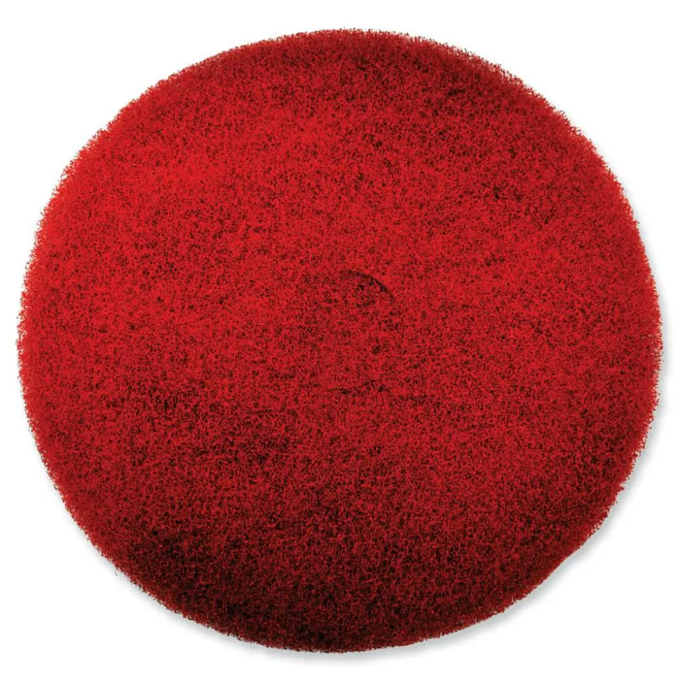 SC Johnson Professional EZ CARE Heavy Duty Scrub Pad, 16" Diameter, Red/Gray, 5/Carton