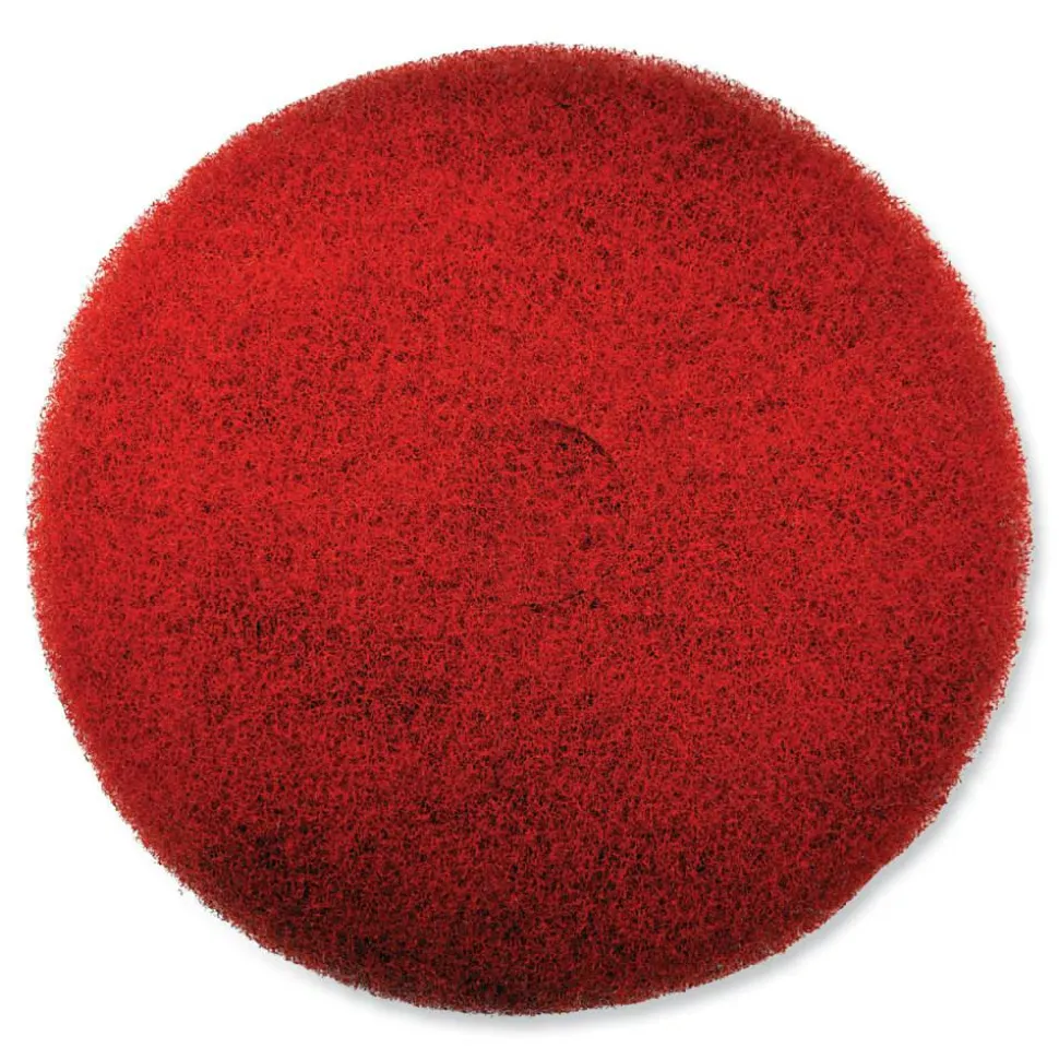 SC Johnson Professional EZ CARE Heavy Duty Scrub Pad, 20" Diameter, Red/Gray, 5/Carton