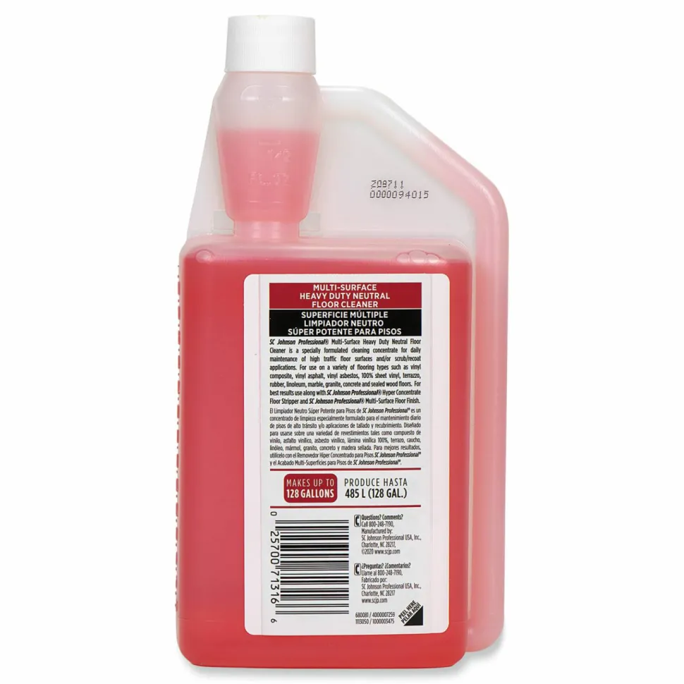 SC Johnson Professional Heavy Duty Neutral Floor Cleaner, Fresh Scent, 32 oz Squeeze and Pour Bottle, 6/Carton