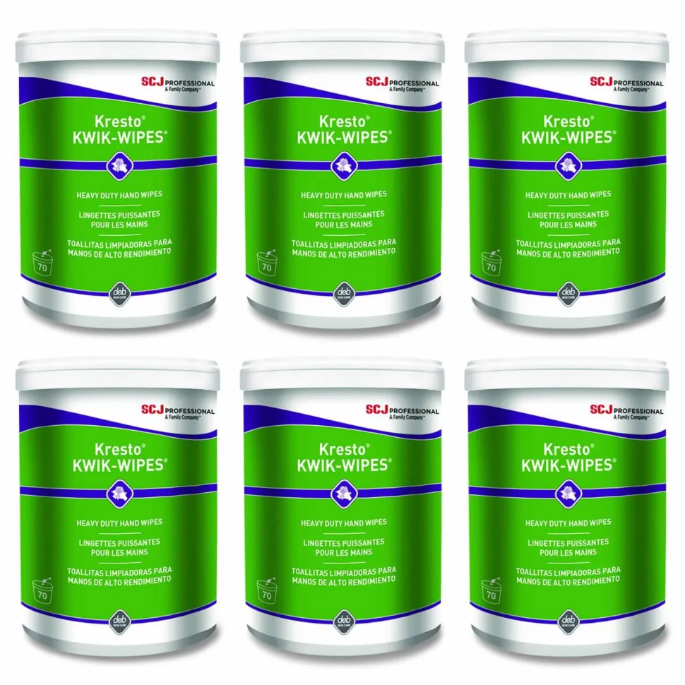 SC Johnson Professional Kresto KWIK-WIPES, Cloth, 1-Ply, 7.9 x 5.7, Citrus, White, 70/Pack, 6 Packs/Carton