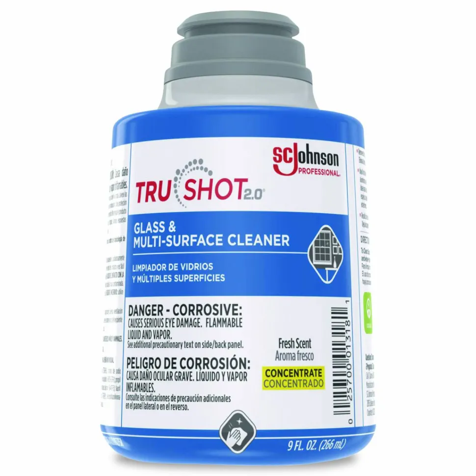 SC Johnson Professional TruShot 2.0 Glass and Multisurface Cleaner, Fresh Scent, 9 oz Cartridge, 4/Carton