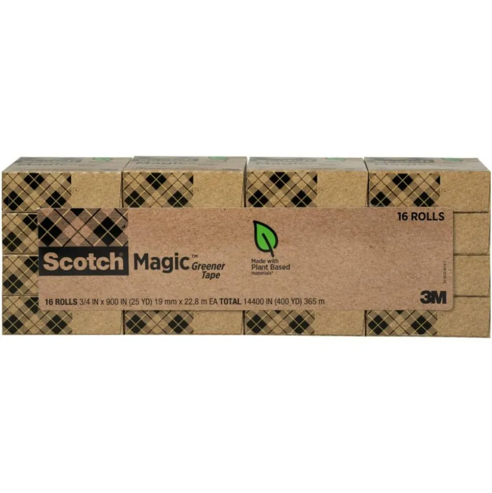Scotch Greener Magic Tape, Invisible, 16 Tape Rolls, 3/4 in x 900 in, Home Office Supplies and School Supplies for College and Classrooms