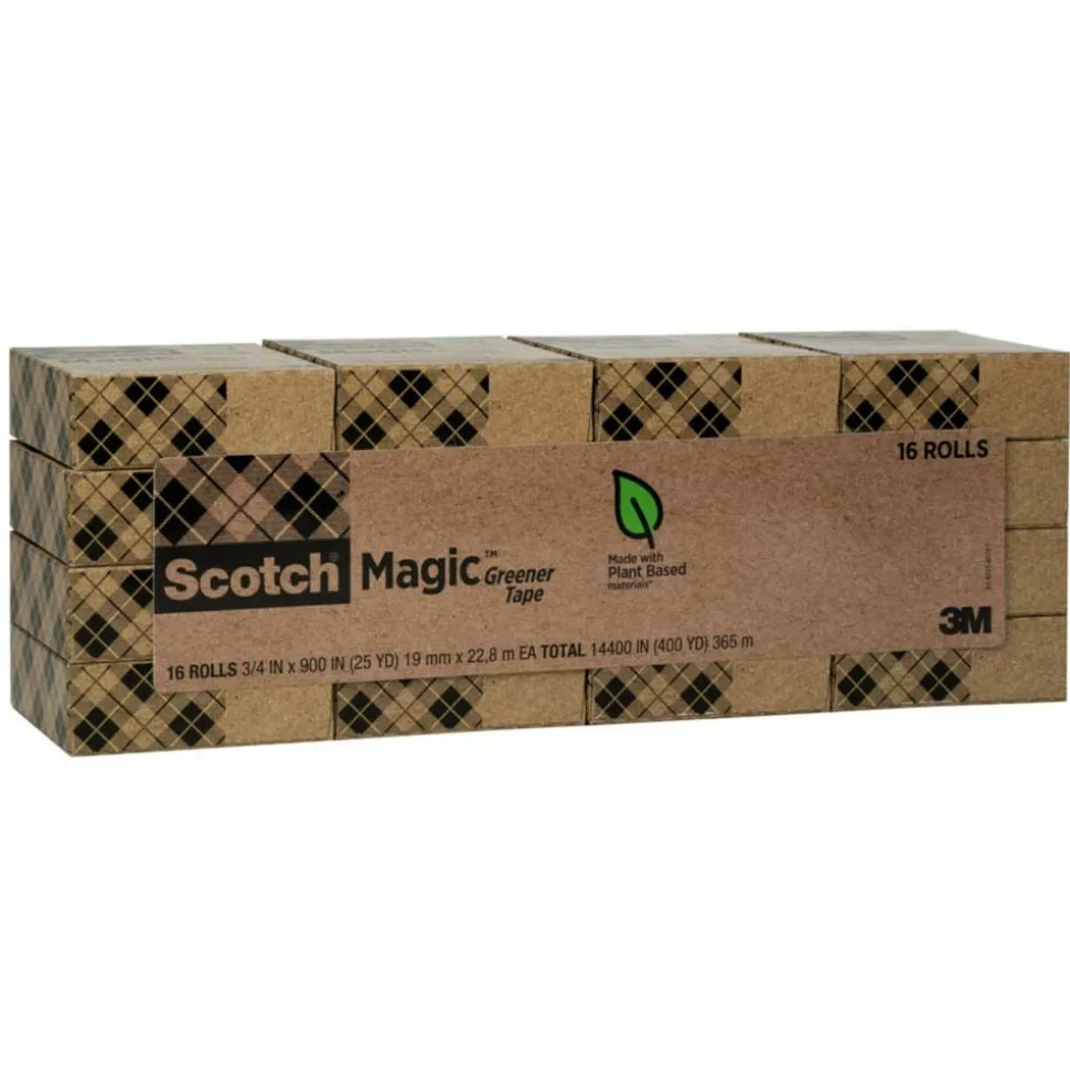 Scotch Greener Magic Tape, Invisible, 16 Tape Rolls, 3/4 in x 900 in, Home Office Supplies and School Supplies for College and Classrooms
