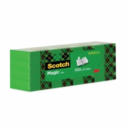 Scotch Magic Tape, Invisible, 3/4 in. x 1000 in., 16 Tape Rolls, Clear, School Supplies and College Essentials for Students and Teachers