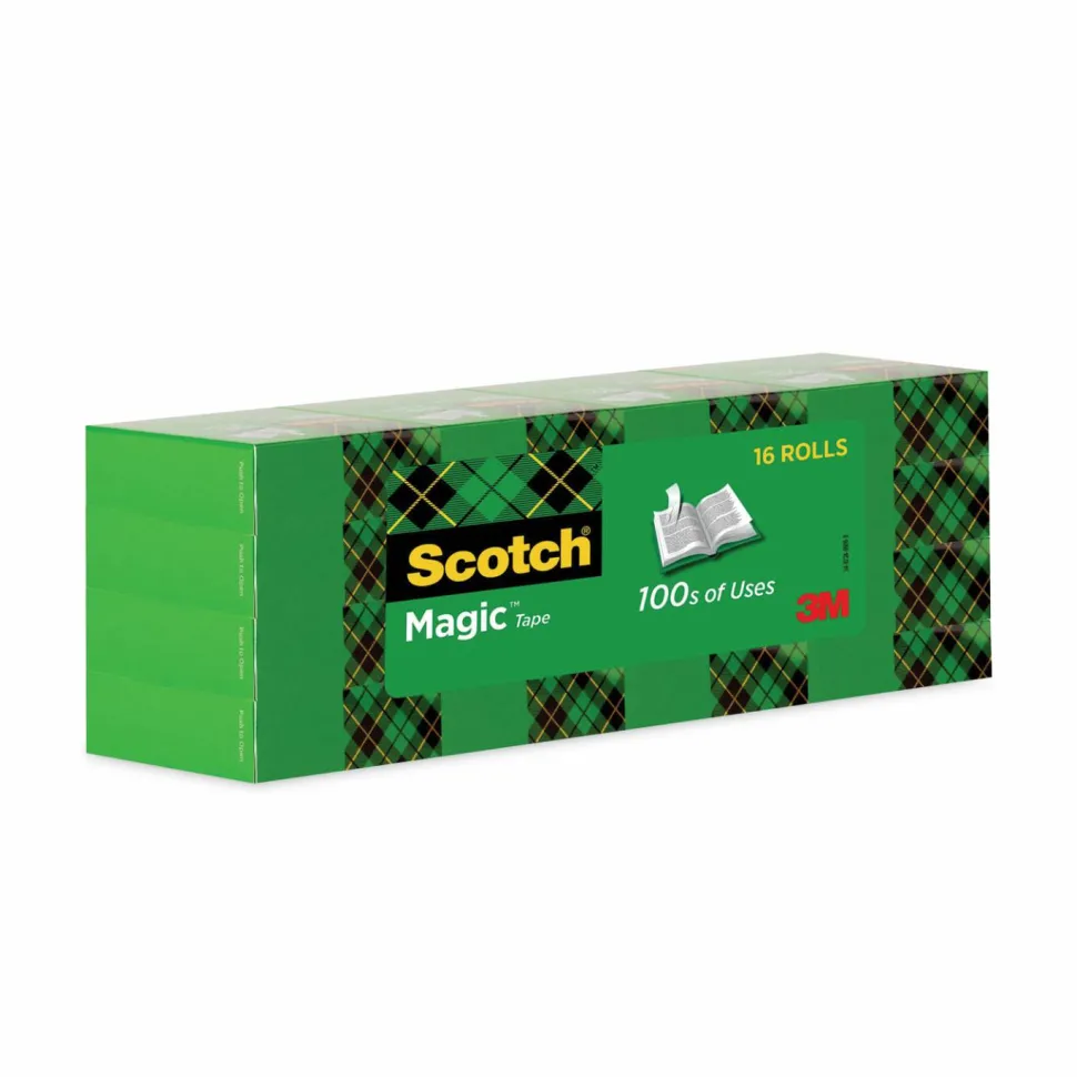 Scotch Magic Tape, Invisible, 3/4 in. x 1000 in., 16 Tape Rolls, Clear, School Supplies and College Essentials for Students and Teachers