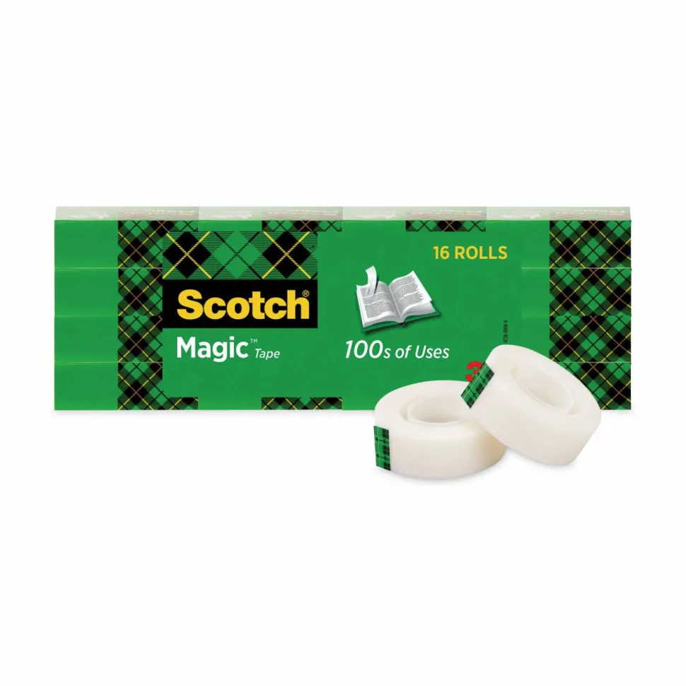 Scotch Magic Tape, Invisible, 3/4 in. x 1000 in., 16 Tape Rolls, Clear, School Supplies and College Essentials for Students and Teachers