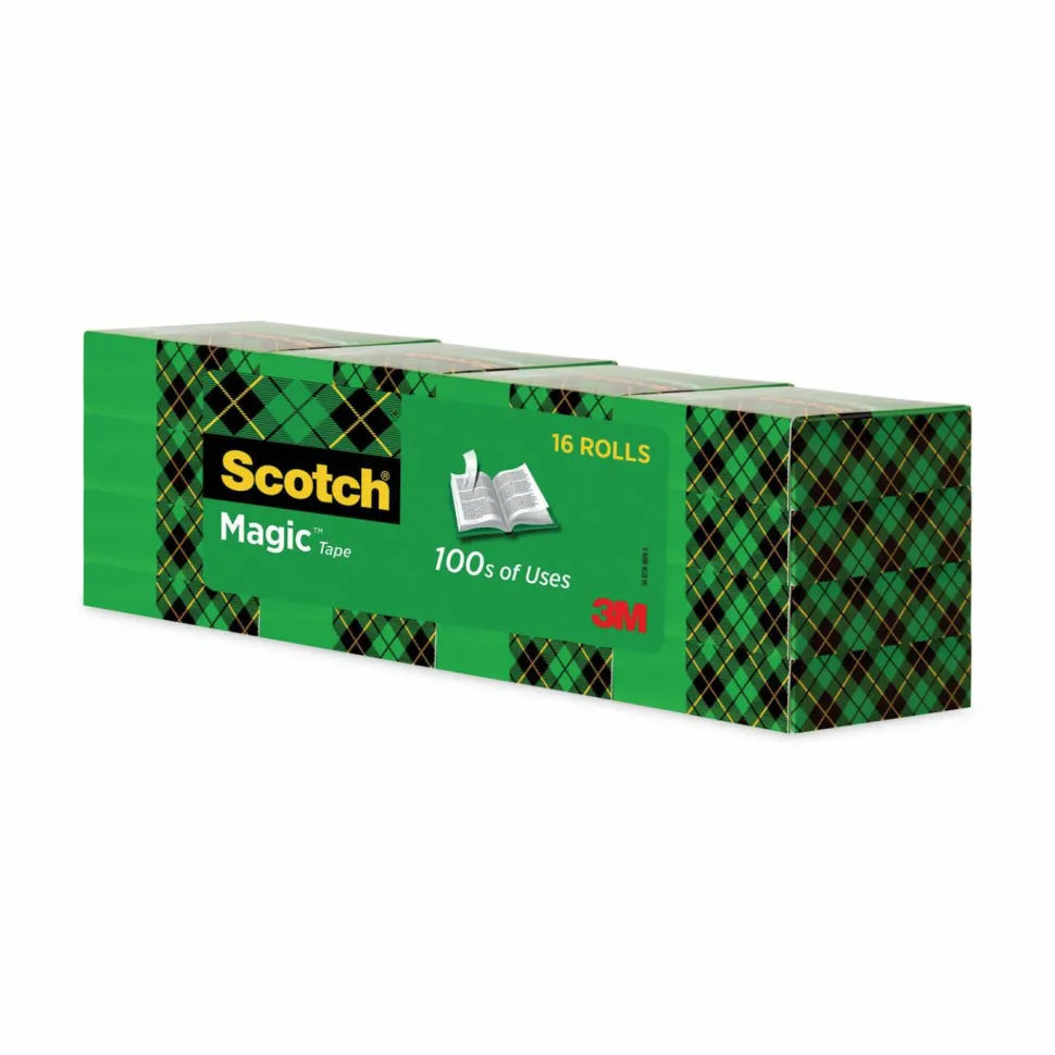 Scotch Magic Tape, Invisible, 3/4 in. x 1000 in., 16 Tape Rolls, Clear, School Supplies and College Essentials for Students and Teachers