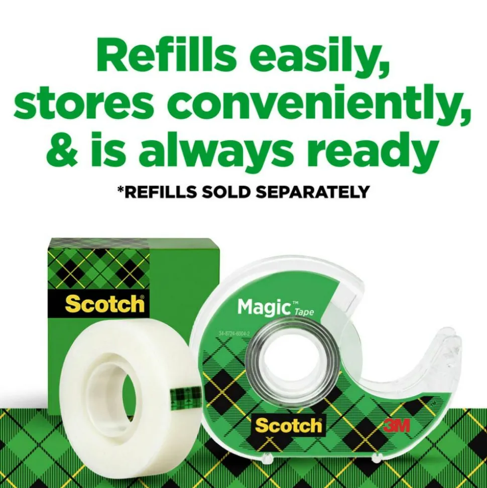 Scotch Magic Tape with Dispenser, Invisible, 3/4 in. x 650 in., 6 Tape Rolls, Clear, School Supplies and College Essentials for Students, 6122