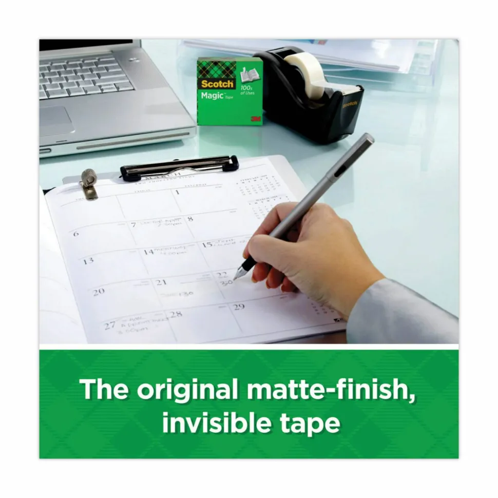 Scotch Magic Tape with Dispenser, Invisible, 3/4 in. x 1000 in., 6 Tape Rolls, Clear, Back to School Supplies and College Essentials for Students