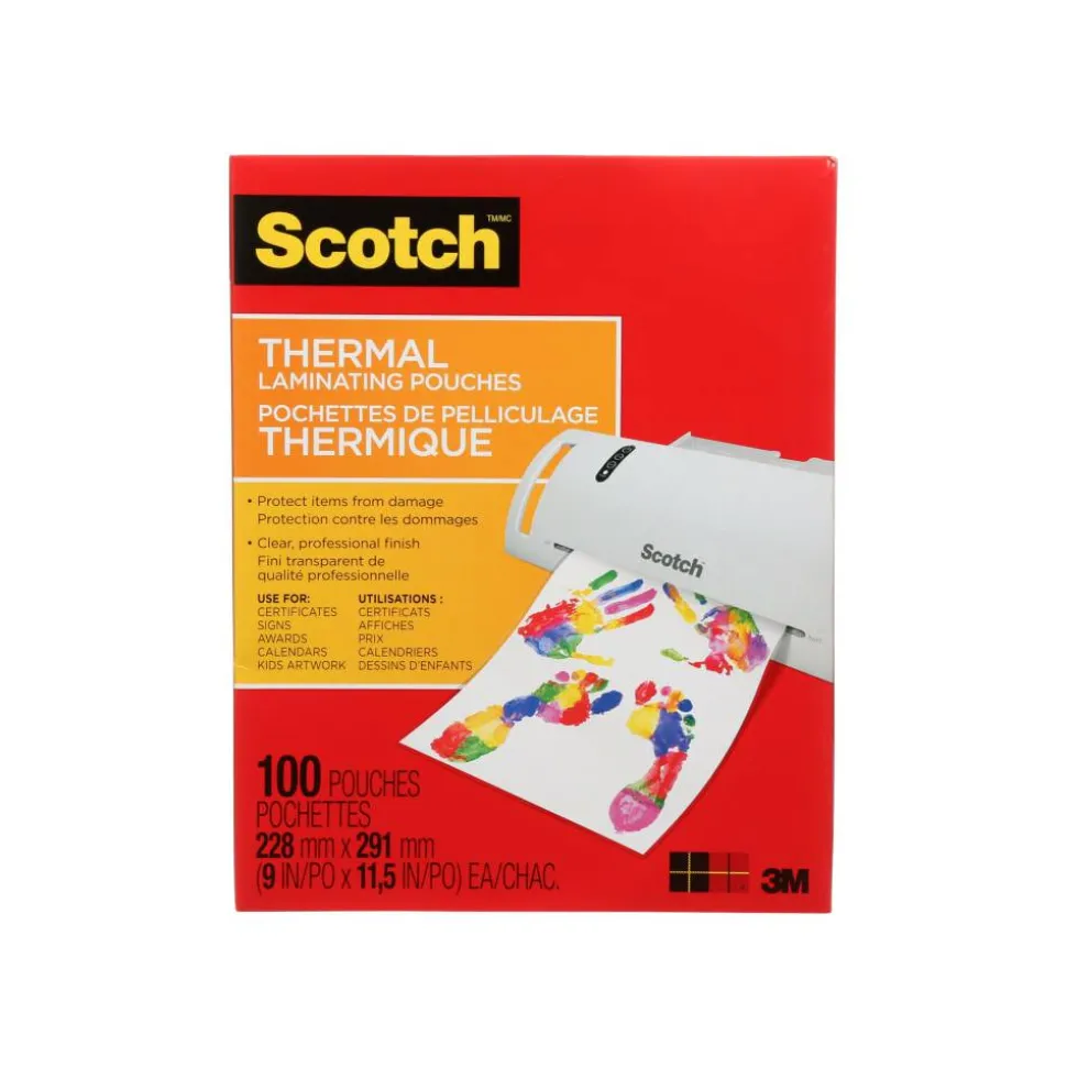 Scotch Thermal Laminating Pouches, 8.9" x 11.4", 100 Laminating Sheets, 3 mil., Fits Letter Size, 100/Pack