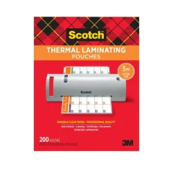 Scotch Thermal Laminating Pouches, 8.9" x 11.4", 200 Laminating Sheets, 3 mil., Fits Letter Size, 200/Pack