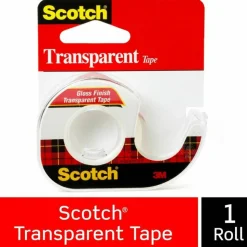 Scotch Transparent Office Tape In Dispenser, 1/2