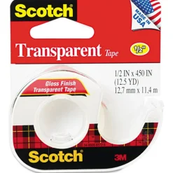 Scotch Transparent Office Tape In Dispenser, 1/2