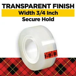 Scotch Transparent Tape, 3/4 in. x 1296 in., 6 Tape Rolls, Clear, Back to School Supplies and College Essentials for Students and Teachers