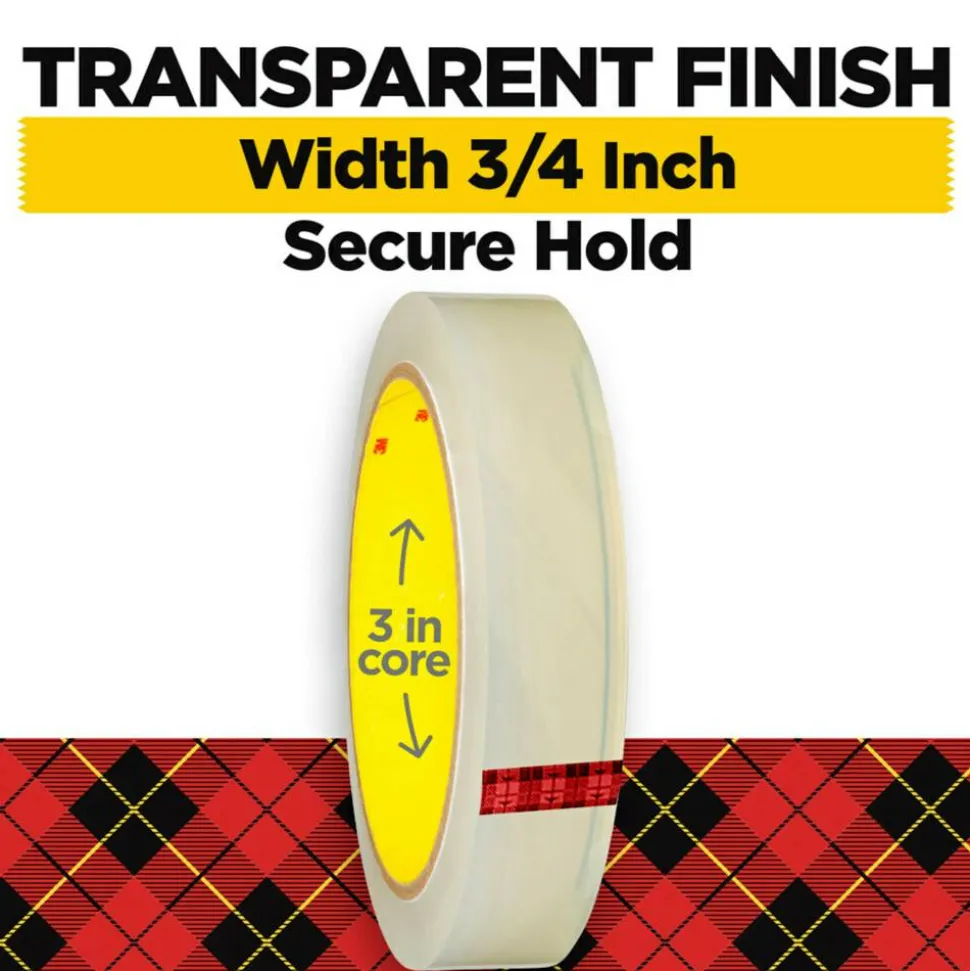 Scotch Transparent Tape, 2 Tape Rolls, 3/4 in x 2592 in, Home Office Supplies and School Supplies for College and Classrooms