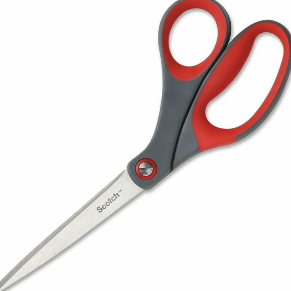 Scotch Bent Precision Scissors, 8", Pointed, Gray/Red