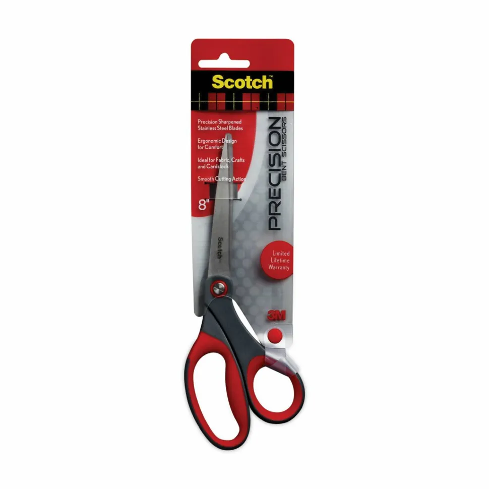 Scotch Bent Precision Scissors, 8", Pointed, Gray/Red