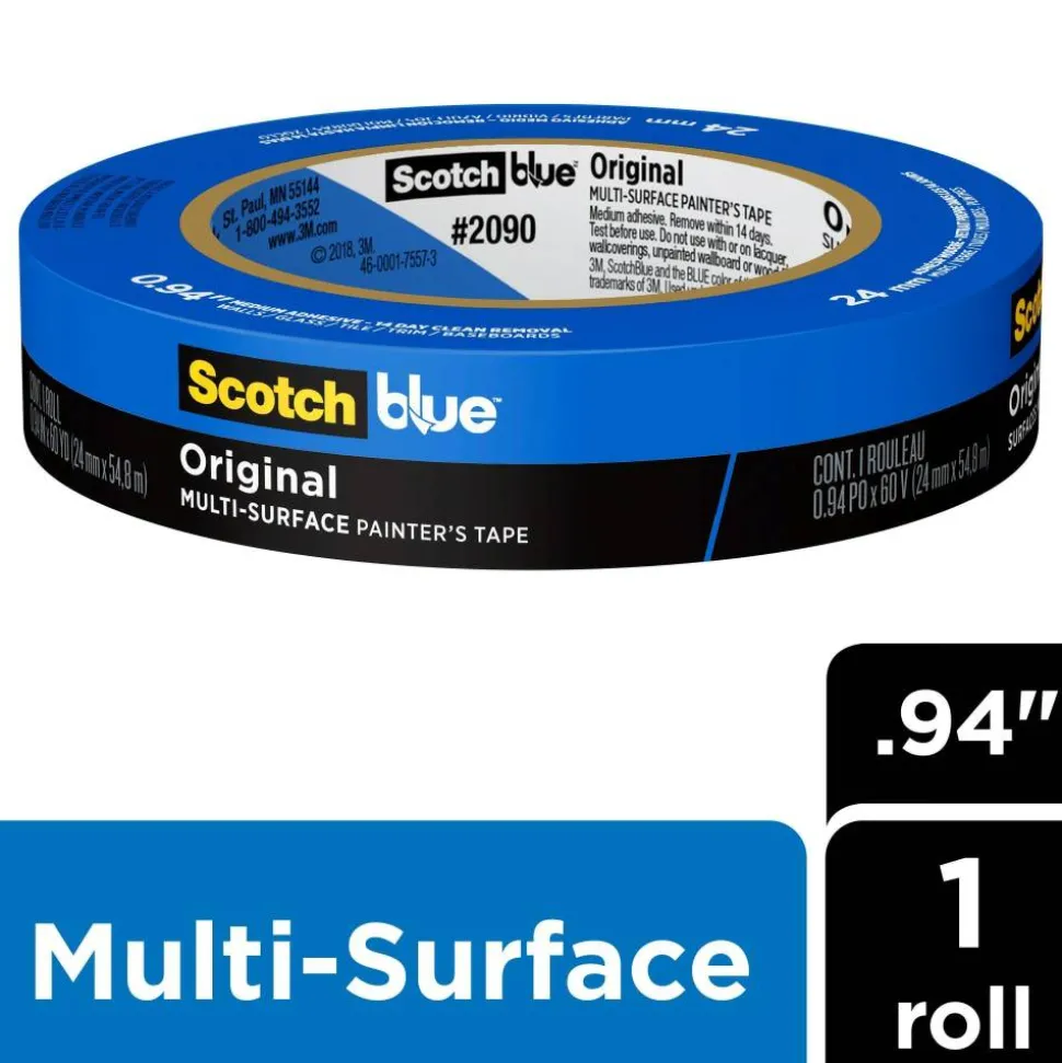 ScotchBlue Original Multi-Surface Painter's Tape, 1 Tape Roll, 0.94 in x 60 yd, 3" Core, Blue - 20901HW