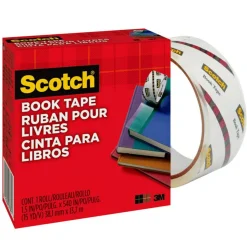 Scotch Book Tape, 1-1/2 in x 540 in, 1 Tape Roll, Clear, Home Office and School Supplies