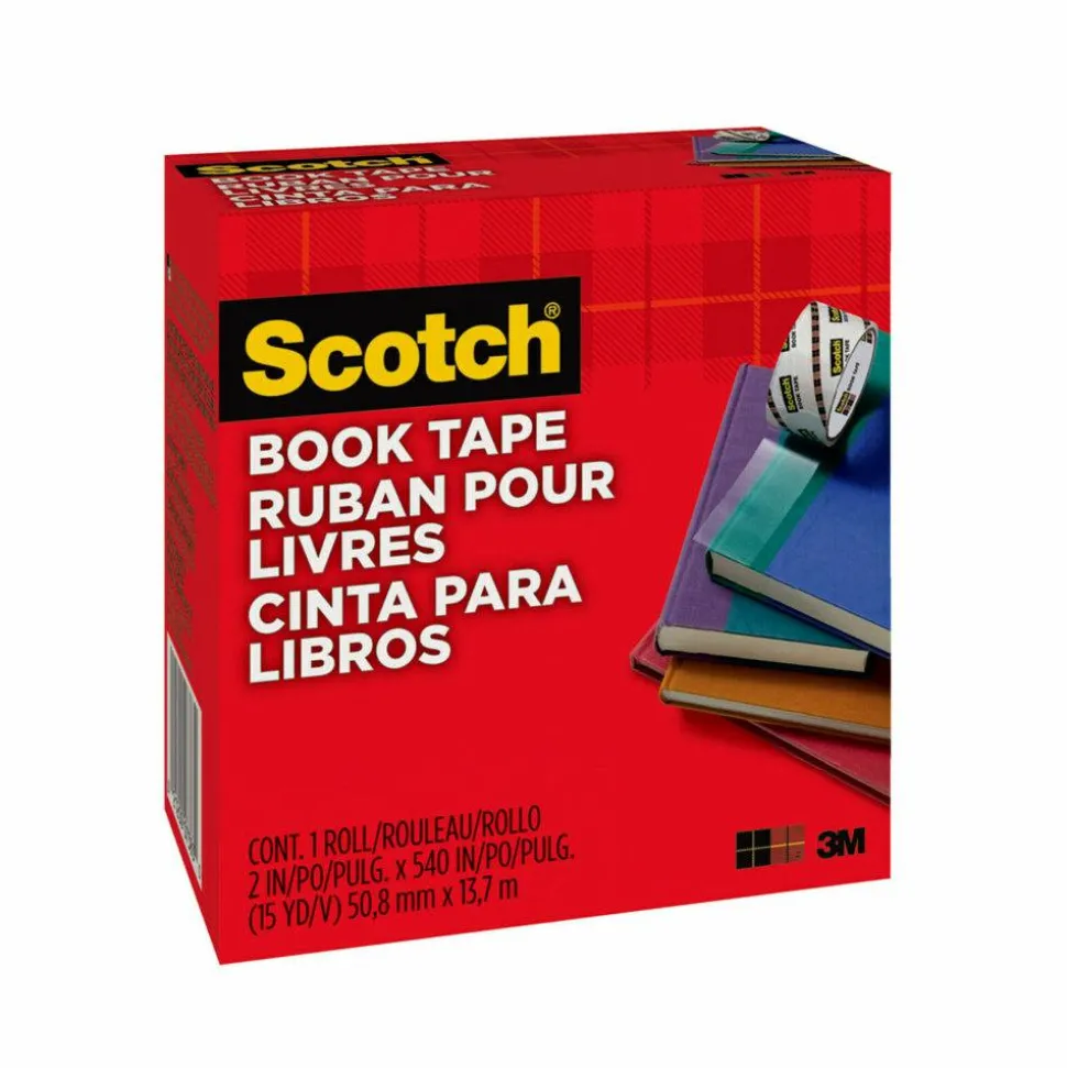 Scotch Book Tape, 2 in. x 540 in., 1 Tape Roll, Clear, School Supplies and College Essentials for Students and Teachers