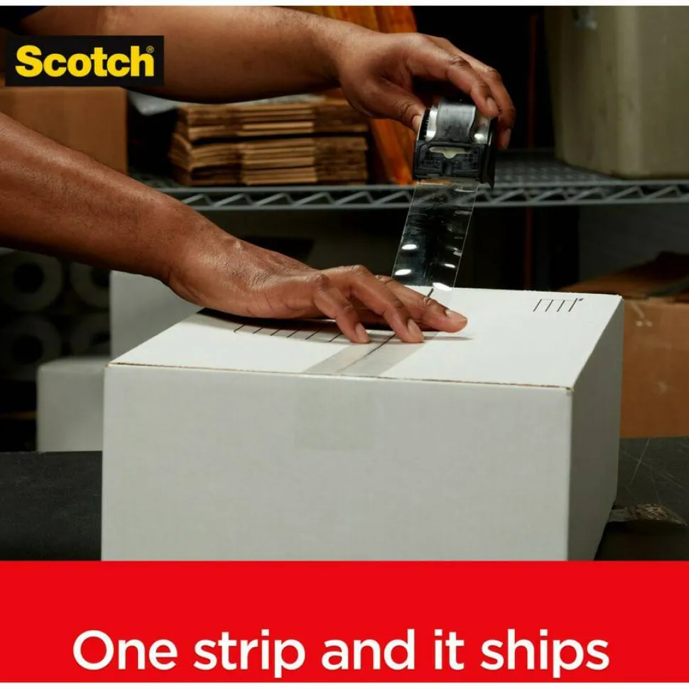 Scotch Box Lock Shipping Packaging Tape, 3" Core, 1.88" x 54.6 yds, Clear, 6/Pack