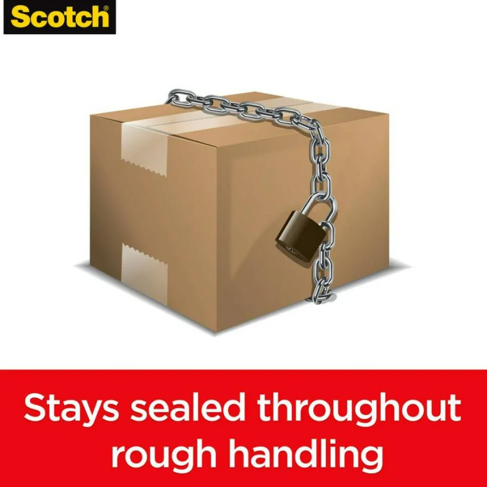 Scotch Box Lock Shipping Packaging Tape, 3" Core, 1.88" x 54.6 yds, Clear, 6/Pack