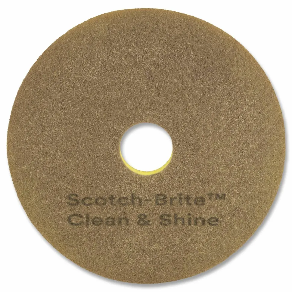 Scotch-Brite Clean & Shine Floor Pads, 20", Yellow/Gold, Case Of 5